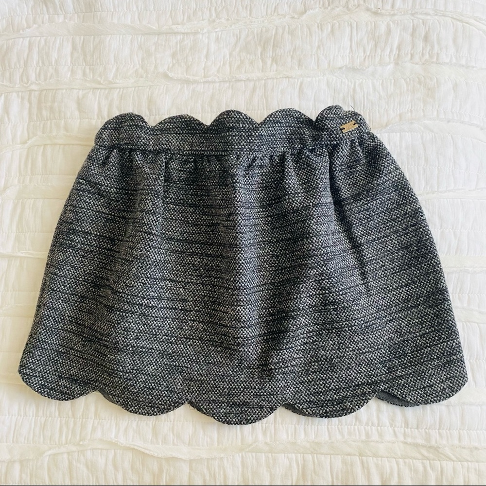 Zara Tweed Scallop Hem Mini Skirt